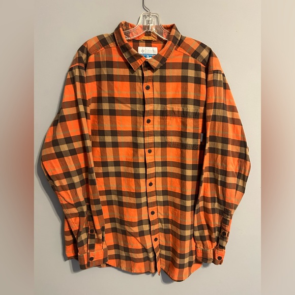 Columbia Other - COLUMBIA Button Up Shirt Men's Size XL Plaid Checks Orange and‎ Brown